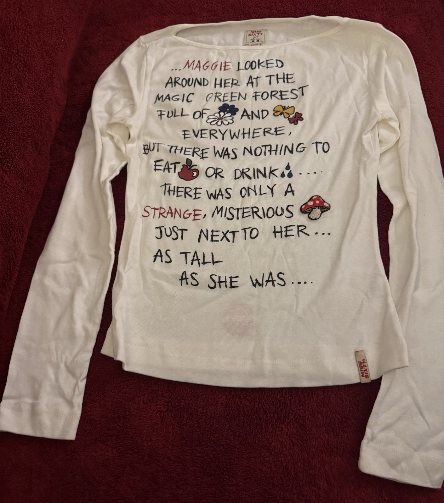 Miss Sixty White Long Sleeve Gorgeous Cotton T Shirt Women’s Size S New Tagged
