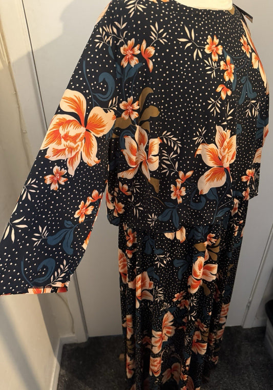 Anthology Brand New Tagged Summer Dress Black With Print Size 28