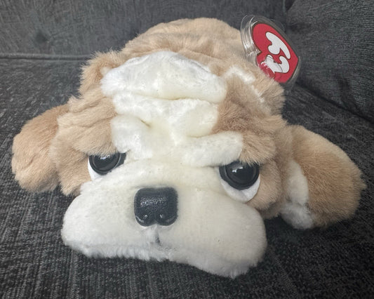 1995 Ty Classic - Churchill Dog - Soft Plush Beanie Buddies Toy 12" - BNWT